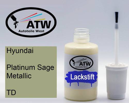 Hyundai, Platinum Sage Metallic, TD: 20ml Lackstift, von ATW Autoteile West.